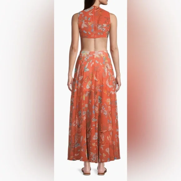 NWT My Beachy Side Begonia cut out maxi dress Size Medium- Gold Flame - Picture 2 of 4